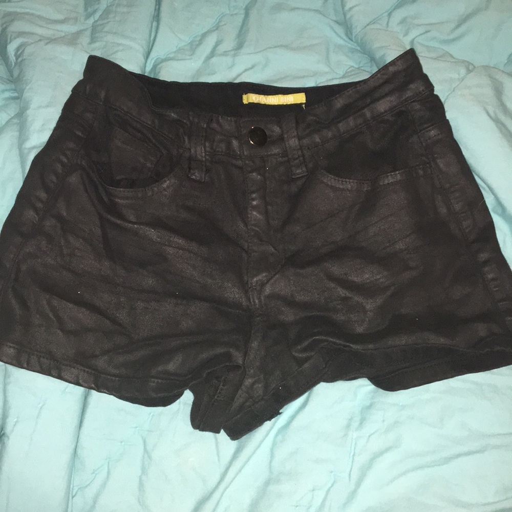 Black fake leather shorts